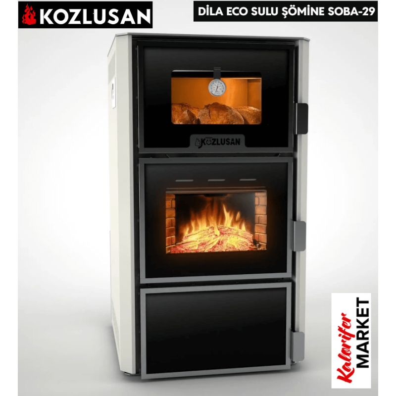 KOZLUSAN DİLA ECO KUZİNELİ ŞÖMİNELİ KAT KALORİFER SOBASI
