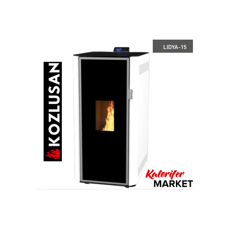 Kozlusan Lidya-15 Camlı Sulu Sistem Pelet Sobası (Kaloriferli)