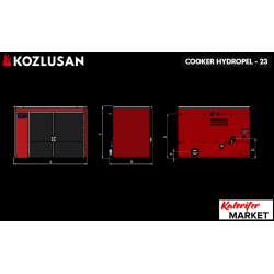 KOZLUSAN COOKER HYDROPEL 23 KW KUZİNELİ ŞÖMİNELİ PELET KAT KALORİFER SOBASI