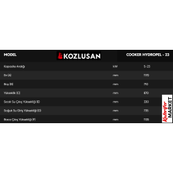 KOZLUSAN COOKER HYDROPEL 23 KW KUZİNELİ ŞÖMİNELİ PELET KAT KALORİFER SOBASI
