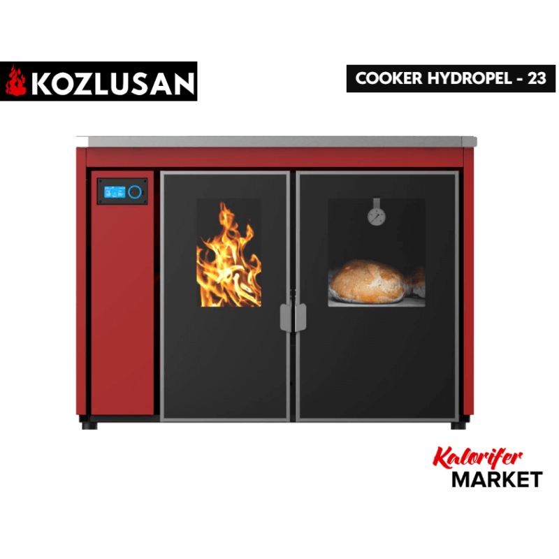KOZLUSAN COOKER HYDROPEL 23 KW KUZİNELİ ŞÖMİNELİ PELET KAT KALORİFER SOBASI