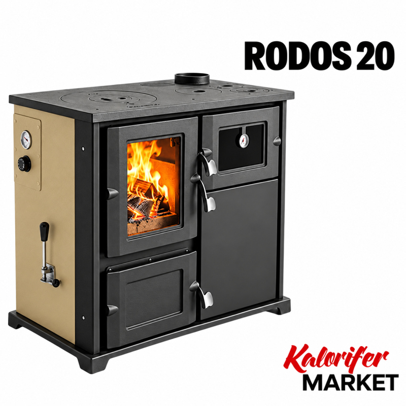 RODOS-20 ŞÖMİNELİ YAN FIRINLI KAT KALORİFER SOBASI