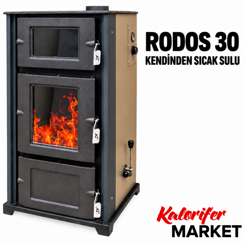 RODOS-30 ŞÖMİNELİ KUZİNELİ SICAK SULU KAT KALORİFER SOBASI